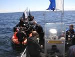 Holdet p� firemand fra Gladsaxe i den orange b�d og den endnu glade dykkere fra Kontiki.
